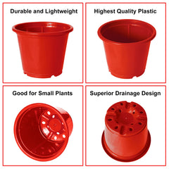 Kuber Industries Durable Plastic Flower Pot|Gamla for Indoor Home Decor & Outdoor Balcony,Garden,6"x5",Pack of 3 (Black,Blue,Red)