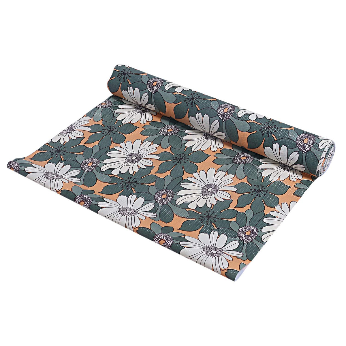 Kuber Industries Floral Design PVC Wardrobe Kitchen Drawer Shelf Mat 10 Mtr Roll (Green)-CTKTC14493