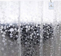 Kuber Industries Polyvinyl Chloride Polka Dots Door Curtain with 8 Rings, 7 feet, White 1 7 feet