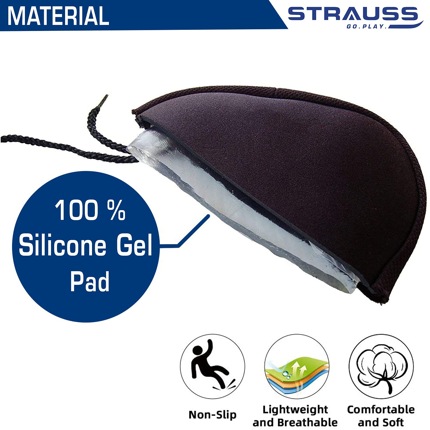 Strauss Premium with 100% Silicone Gel Saddle Bicycle Seat Cover, (Black)