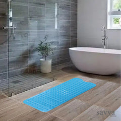 Savya Home Bathroom Floor Mat |71 x 35.5|40 x 100|PVC Accu-Pebble Soft & Light Weight Anti-Skid Mat for Living Room,Bathroom/Shower Mat/Multipurpose(Sky Blue) (100 x 40, Blue)