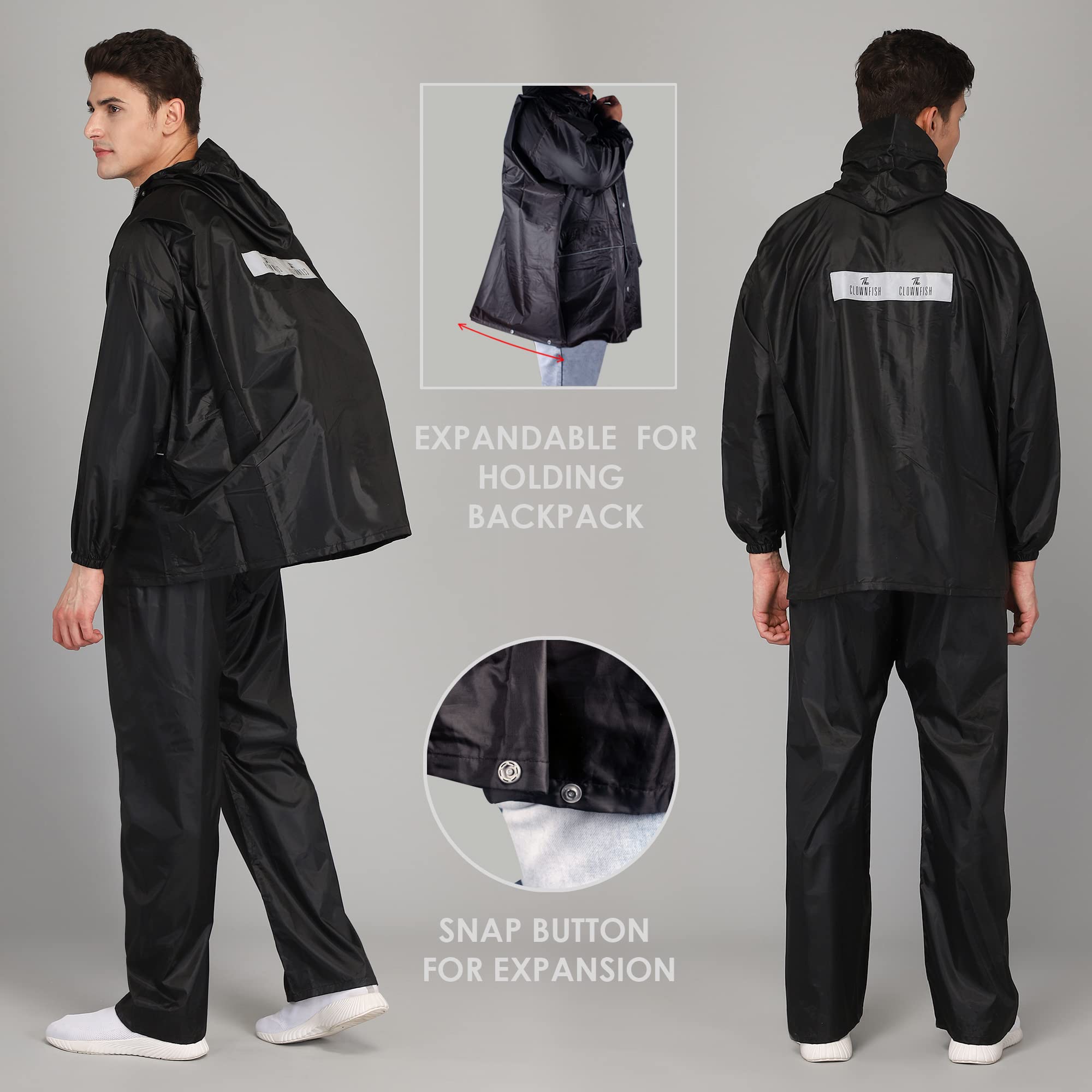 THE CLOWNFISH Men's A-Line Coat Jacket Charles Black XL