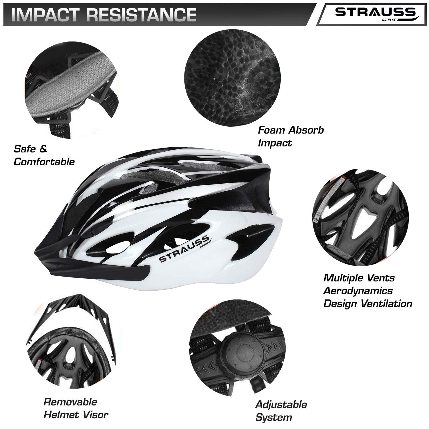 Strauss Protective Gear Set, Adjustable Helmet (Blue) – StraussSport