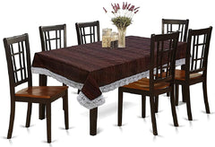 Kuber Industries Wooden Print PVC Table Cover for Dining Table and 6 Seater Dining Table,Brown-KUBMART15510