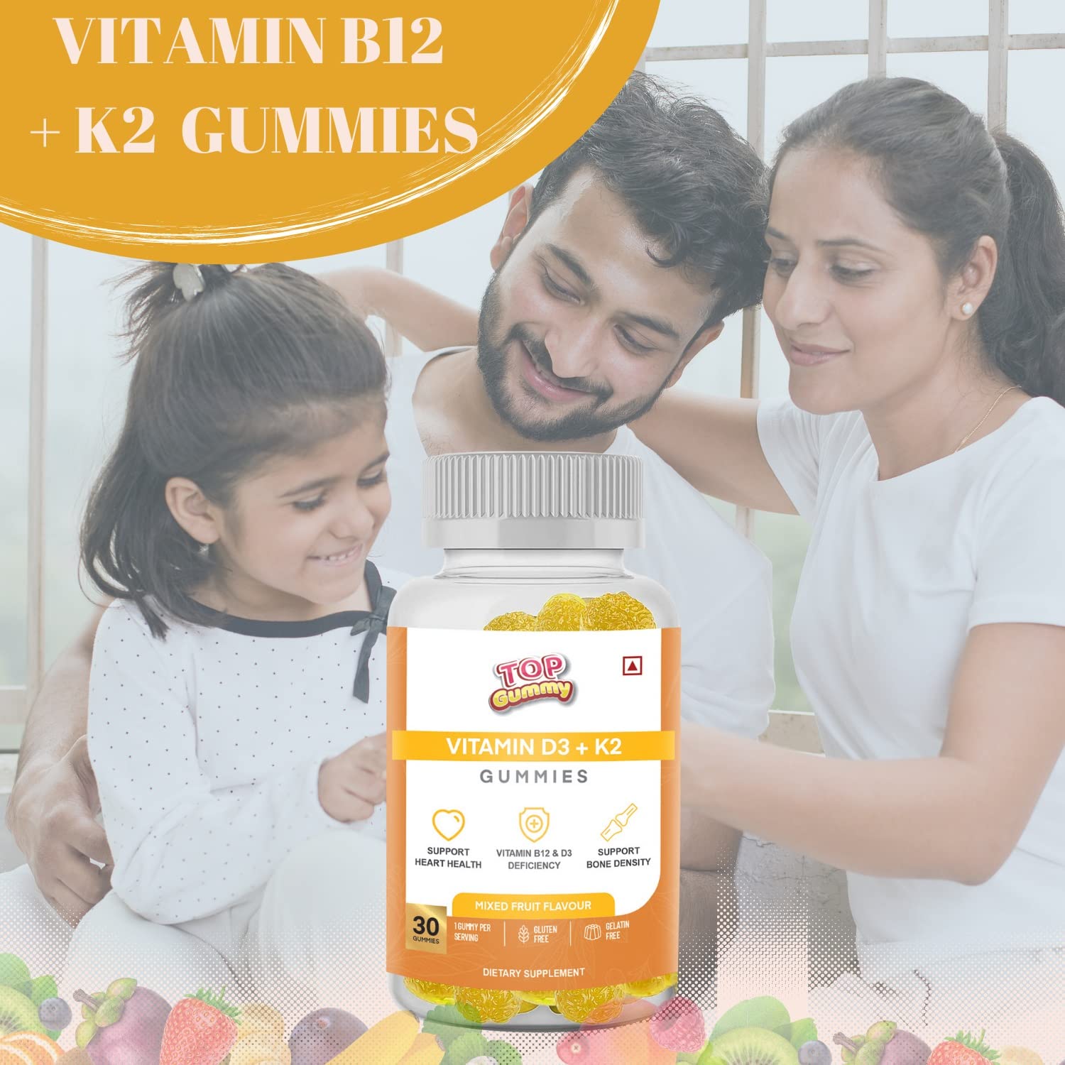 Top Gummy Vitamin D3 + K2 Gummies with Mixed Fruit Flavour| Supports ...