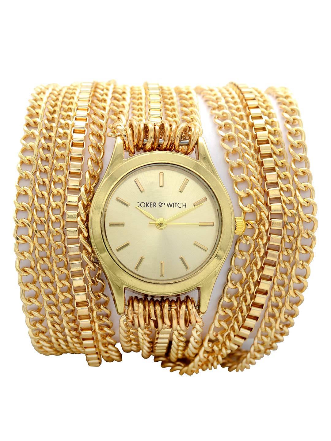 Joker & Witch Gold Chain Party Chic Analog Gold Dial Women's Watch (Amwww88)