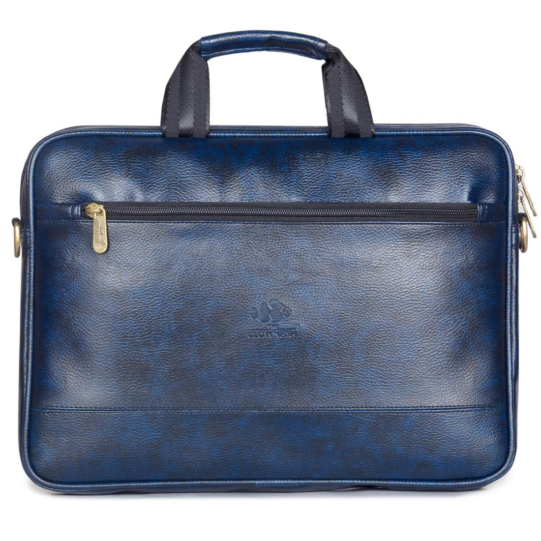 The Clownfish Biz Faux Leather 15.6 inch Laptop Messenger Bag Briefcase (Blue)