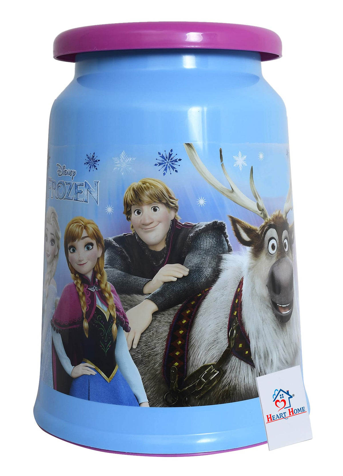 Heart Home Jupiter Jumbo Bathroom Stool Printed Round Big Patla (Blue)-HEART11102