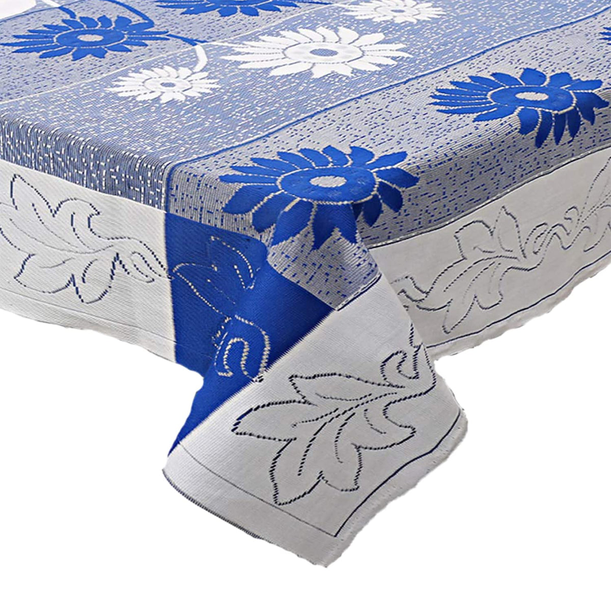 Kuber Industries Flower Printed Home Decorative Luxurious 4 Seater Cotton Center Table Cover/Table Cloth, 40"x60" (Blue)-44KM086