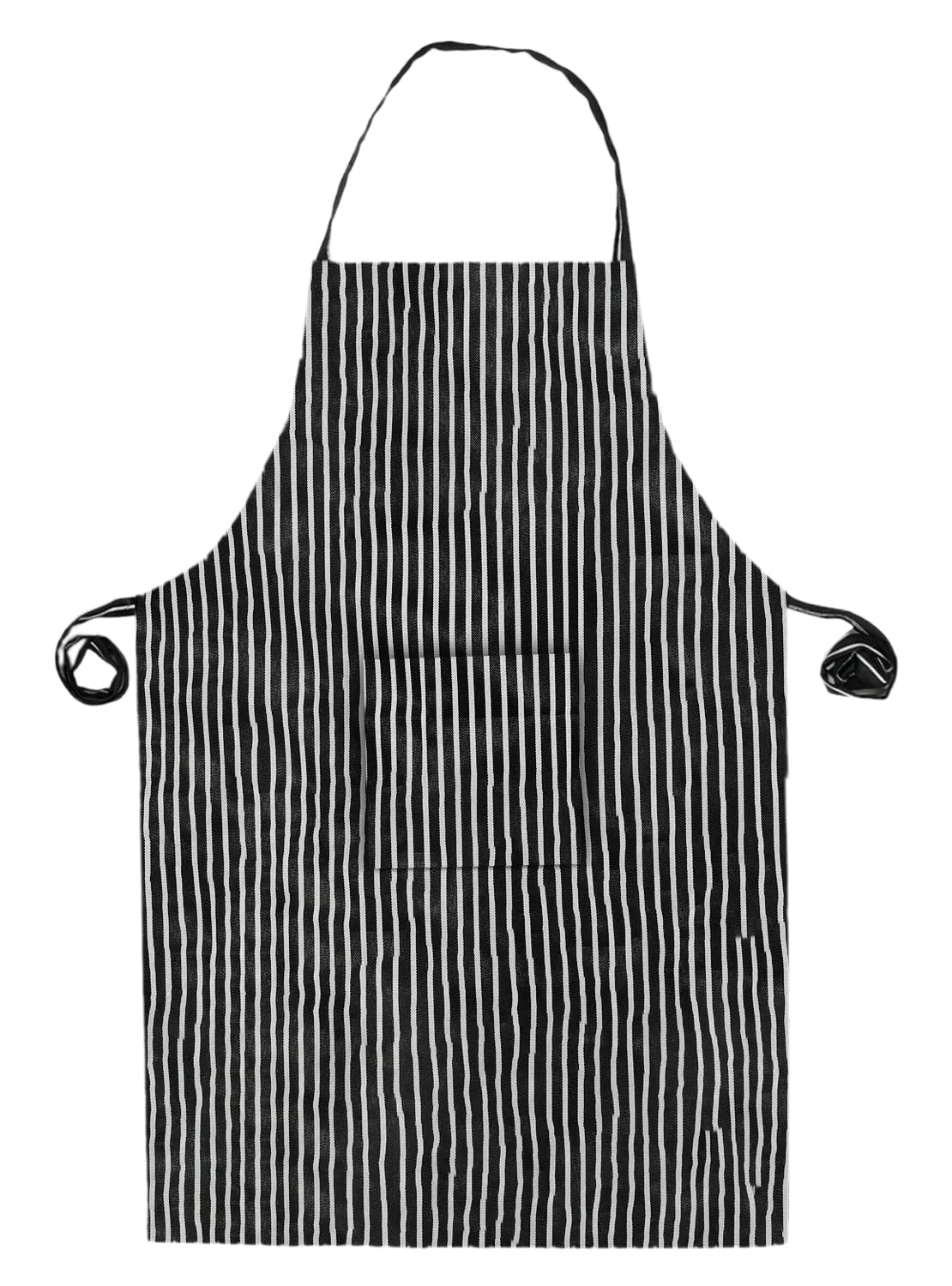 Kuber Industries Linning Printed Oil Stain Resistant Cooking Kitchen Apron for Men Women with 1 Front Pocket (Black & White)-50KM0736