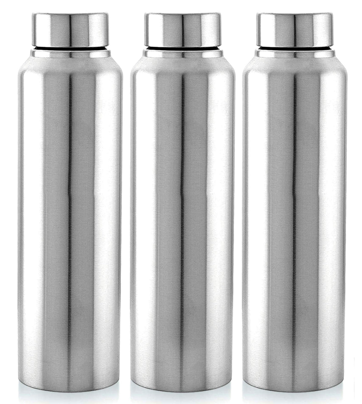 Kuber Industries Eagle Stainless Steel 3 Pieces Fridge Water Bottle/Refrigerator Bottle/Thunder, 1000 ML (Silver)-CTKTC043555