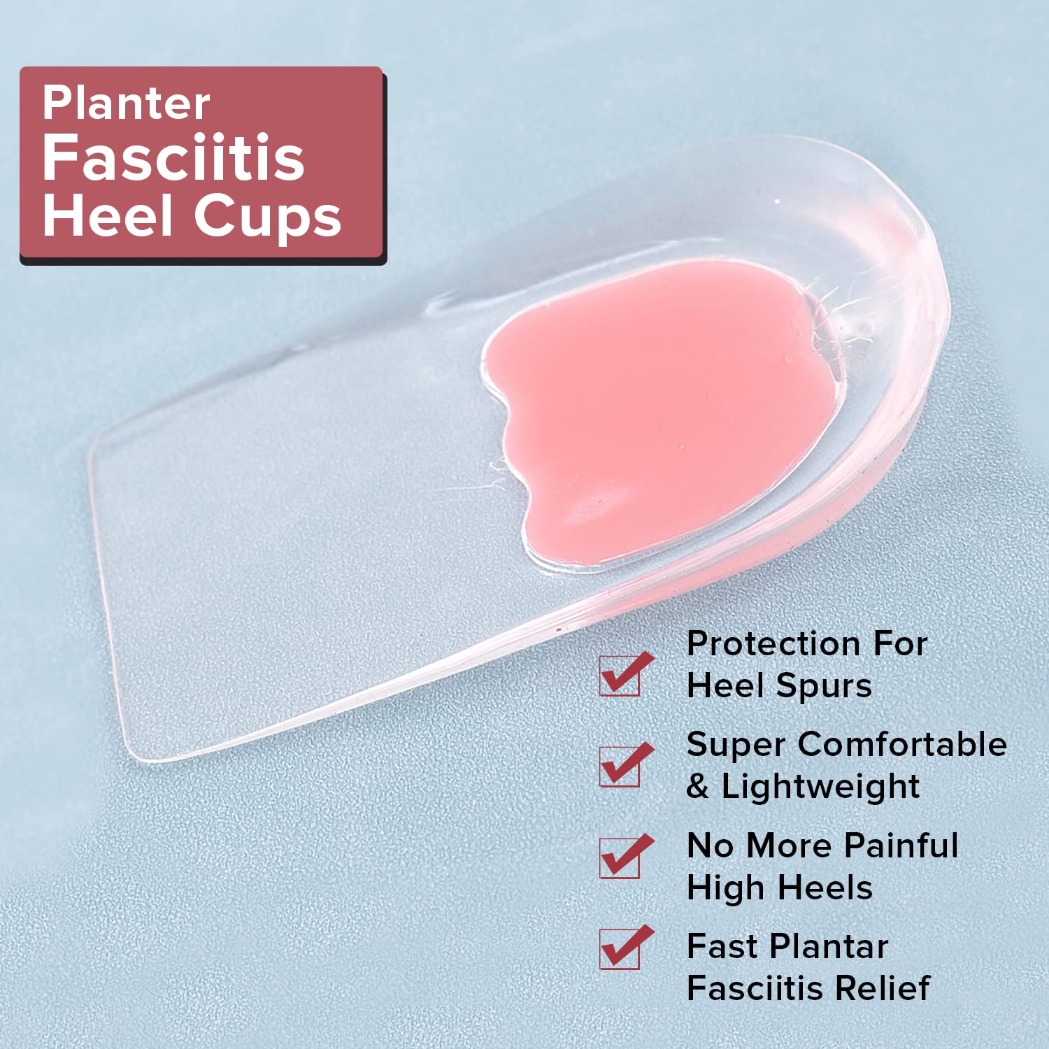 3 Pair Gel Heel Cups Plantar Fasciitis Inserts - Silicone Gel Heel Pads for  Heel Pain Bone Spur & Achilles Pain Gel Heel Cushions and Cups Pad & Shock  Absorbing Support