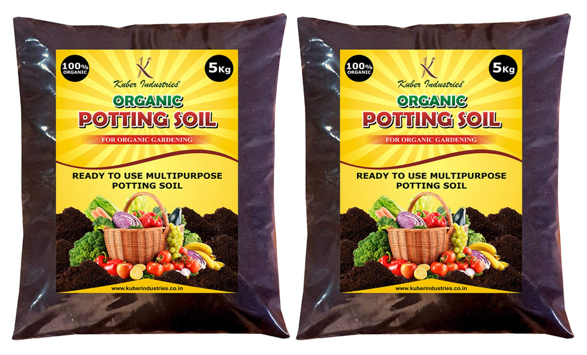 Kuber Industries Enriched Premium Organic Earth Magic Potting Soil Mix with Required Fertilizers for Plants - 10 KG(Brown)-KUBMART15005