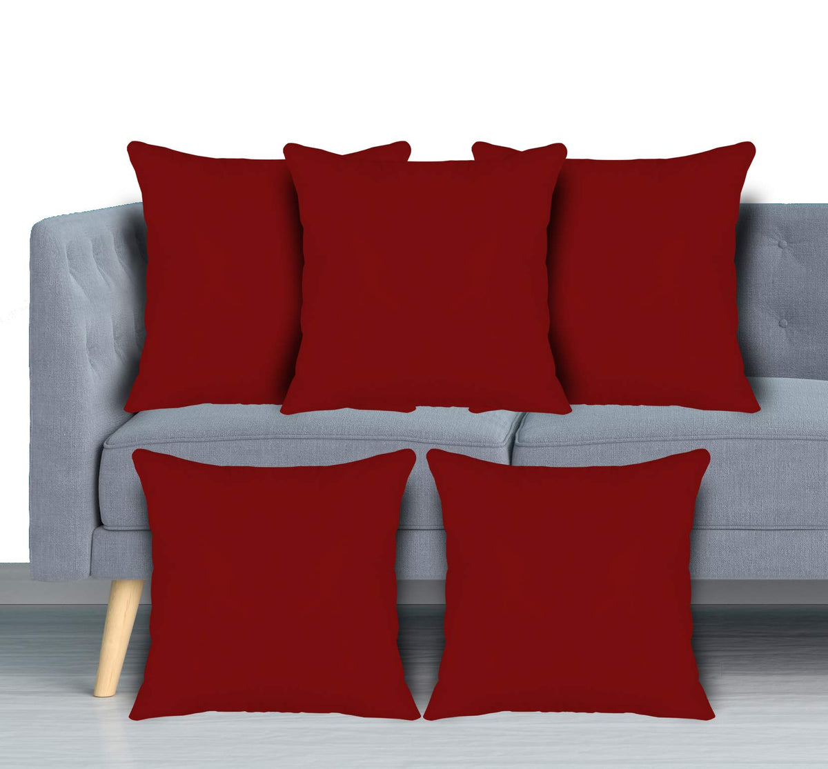 Kuber Industries Microfiber Filled Floor Cushion, Decorative Throw Pillow, Home Decor Pillow, Sofa/Bed Cushion,16"x16" (Set of 5,Maroon) (F_26_KUBMART016873)