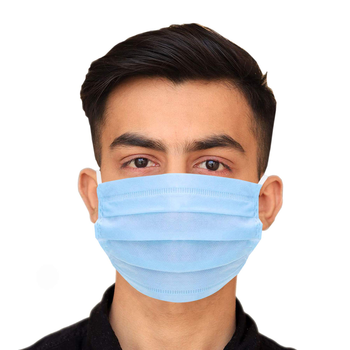 Kuber Industries 3-Layer Non Woven Elastic Ear-Loop Disposable Anti Pollution Mask (Pack of 50, Blue)