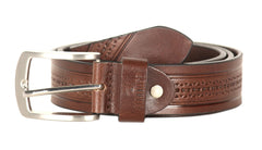 THE CLOWNFISH Men's Genuine Leather Belt with Textured/Embossed Design-Cocoa Brown (Size-32 inches)