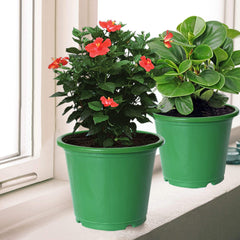 Kuber Industries Plastic Planters|Gamla|Flower Pots for Garden Nursery Home Décor,8"x6",Pack of 4 (Green)