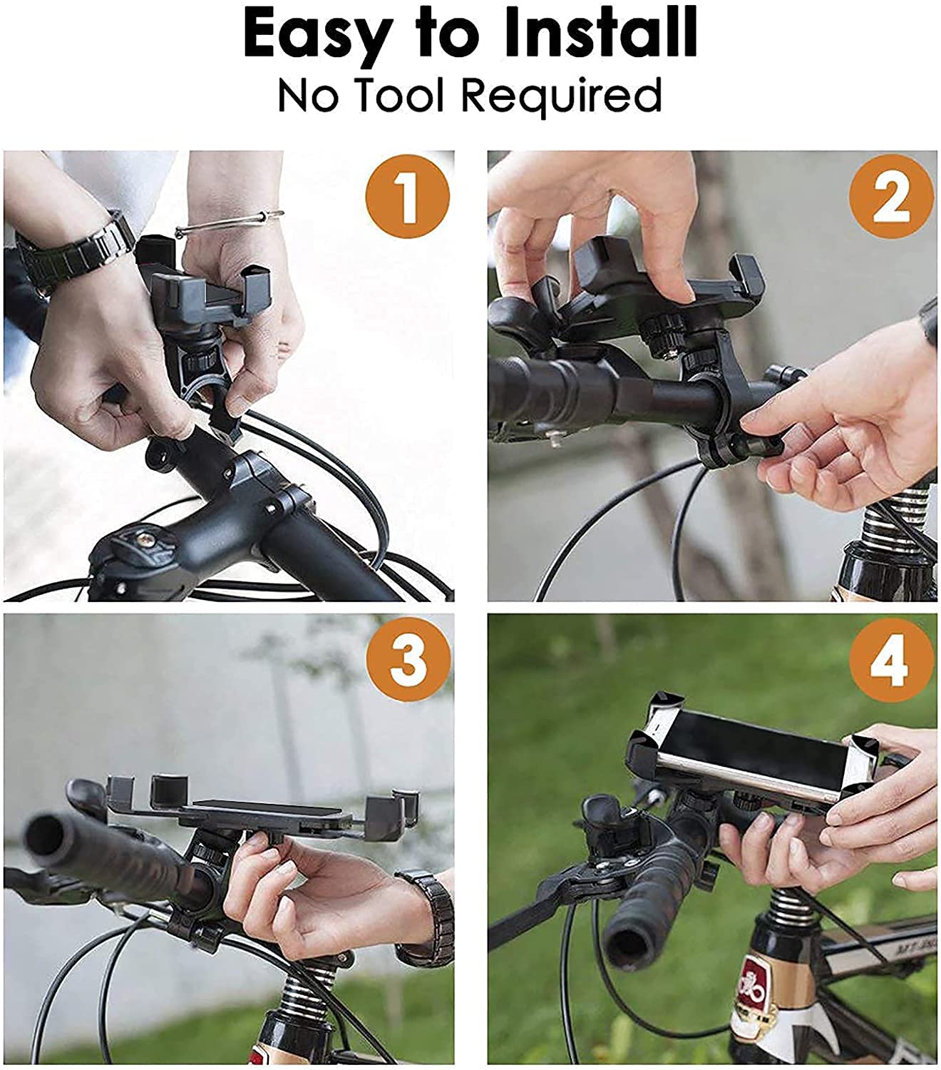 Strauss Bike Mobile Holder - Adjustable 360¬¨‚àû Rotation Bicycle Phone Mount - Bike Accessories - Bike Phone Holder (Black)