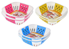 Heart Home Large Multi-Purpose Plastic Storage Baskets for Fruits Vegetables and Kitchen Fridge Dining Table- Pack of 6 (Pink & Blue & Green)-HS42KUBMART25444