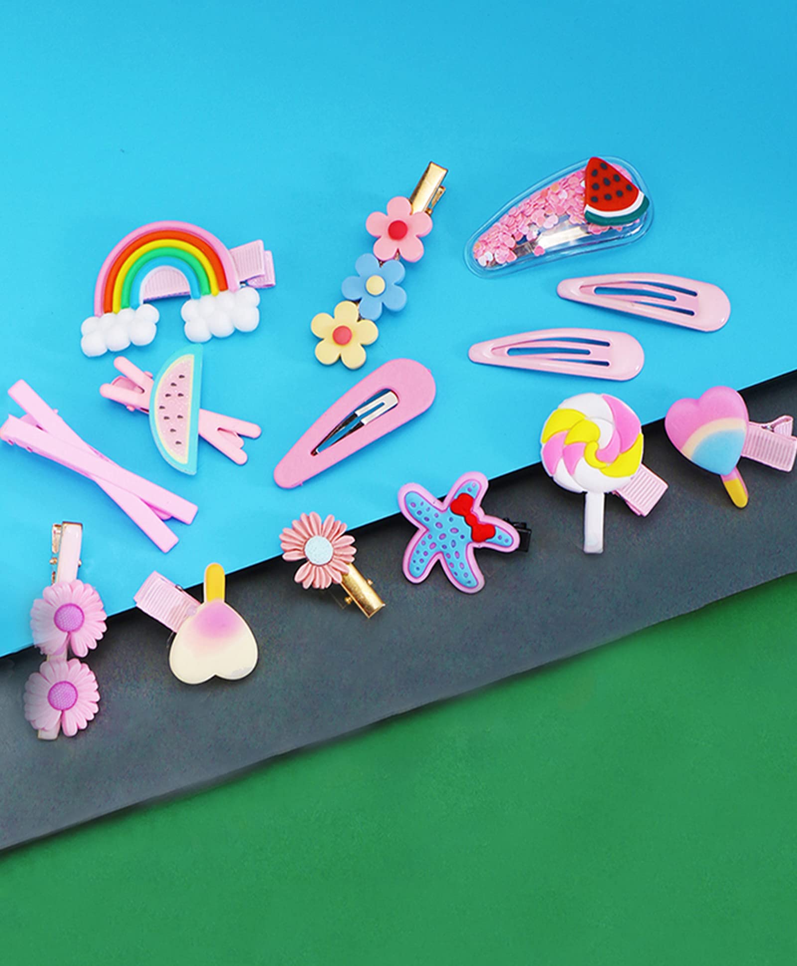 Melbees by Yellow Chimes Hair Clips for Girls Kids Hair Clip Hair Accessories For Girls Cute Characters Pretty Tiny Hair Clips for Baby Girls 14 Pcs Pink Alligator Clips for Hair Baby Hair Clips