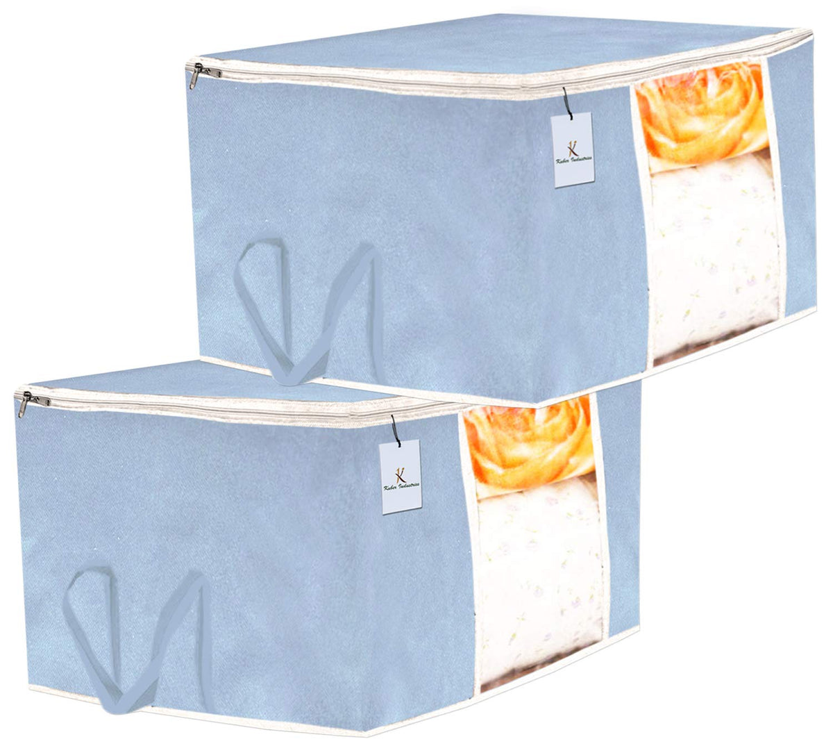 Kuber Industries Non Woven Underbed Storage Bag and Blanket Cover with Transparent Window (Grey, Extra Large) - CTKTC034447-2 Piece
