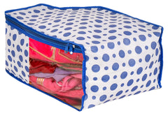 Kuber Industries Dot Printed Non-Woven Blouse Cover, Cloth Organizer, Wardrobe Organiser With Tranasparent Window- Pack of 2 (Blue & Pink)-46KM0312