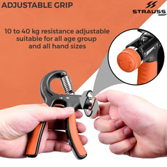 Strauss Adjustable Hand Grip Strengthener, (Black/Orange)