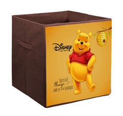 Kuber Industries Storage Box|Toy Box Storage For Kids|Foldable Storage Box| Disney Winnie The Pooh Print|Easily Collapsible (Brown)