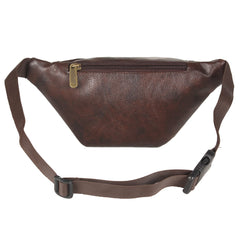 The Clownfish Annex Faux Leather Waist Bag Travel Pouch with Adjustable Strap (Dark Brown)