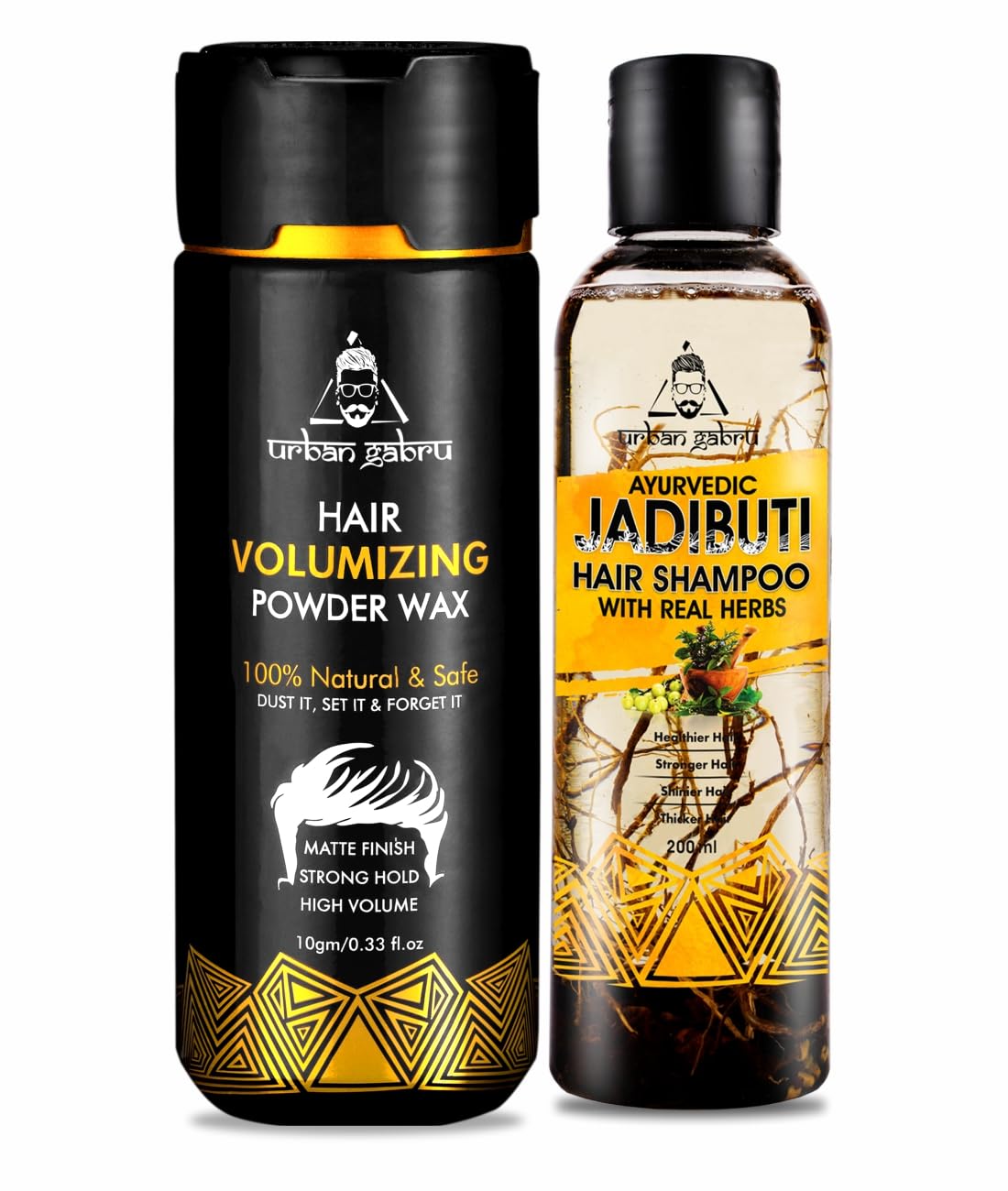 Urbangabru Hair Volumizing Powder 10 GM & Jadibuti Hair Shampoo 200 ML - Men's Grooming Combo Kit