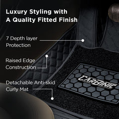 CarBinic 7D Luxury Car Foot Mat - Custom Fitted for Maruti Suzuki Grand Vitara 2022 | 7-Layer Protection | Double-Diamond Cut Stitching | Waterproof | Dust-Proof | Anti-Skid | Car Accessories- Black