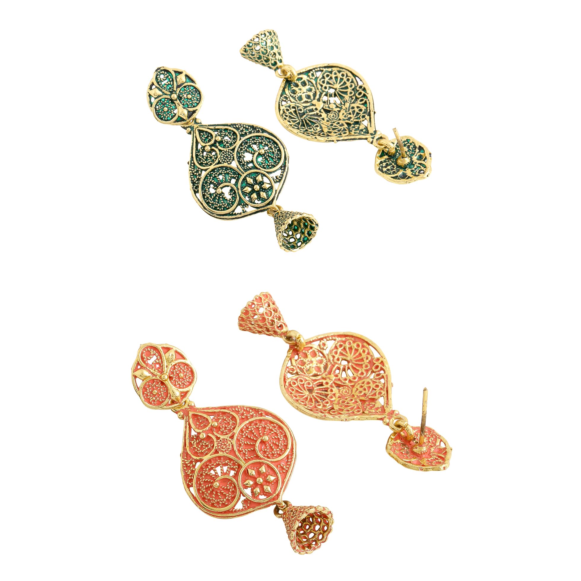 Yellow Chimes Earrings for Women and Girls Meenakari Jhumka and Drop Earrings | 6 Pair Combo of Gold Plated Multicolor Jhumka Earrings | Birthday Gift for girls and women Anniversary Gift for Wife