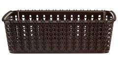 Kuber Industries Multipurposes Small M 15 Plastic Basket/Organizer|Side Handles & Wovan Design|Size 20 x 14 x 6|Pack of 1 (Brown) - 46KM0110