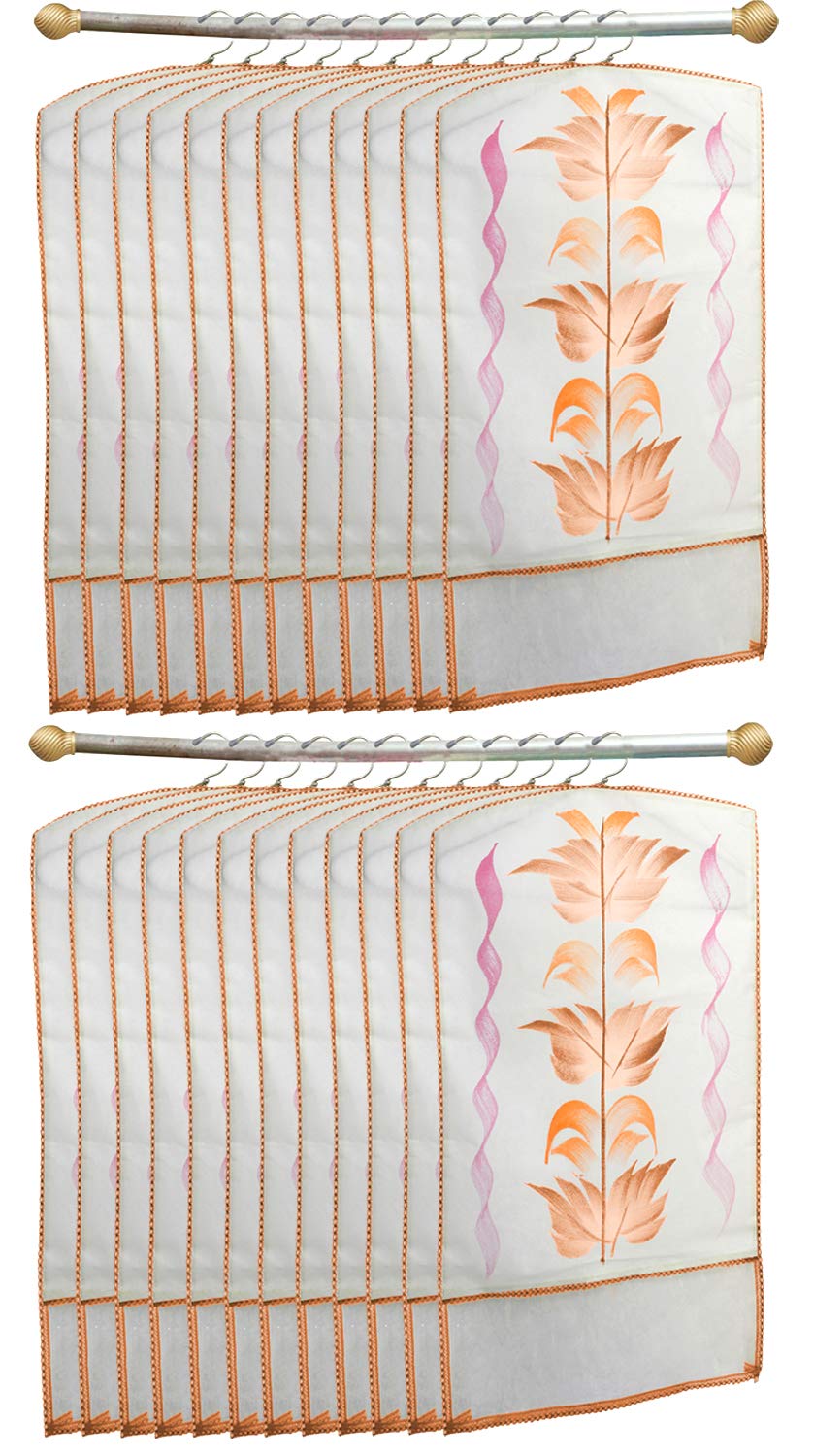 Kuber Industries Hanging Saree Covers With Zip|Wardrobe Organiser|Saree cover Set of 24 (Brown)