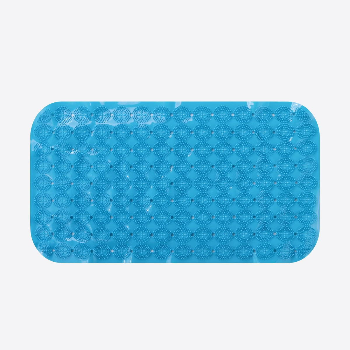 Savya Home Anti Skid Bath Mat for Bathroom, PVC Bath Mat with Suction Cup, Machine Washable Floor Mat (67x37 cm)| Blue