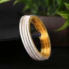 Yellow Chimes American Diamond Bangles Set for Women Gold Plated High Grade Authentic White AD Jewellery Bangles Set for Women and Girls