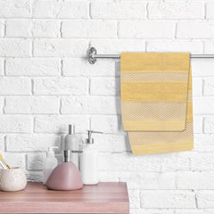 BePlush Zero Twist Bamboo Hand Towels Set of 4 Brown & Yellow : Ultra Soft, Highly Absorbent, Quick Dry, Anti Bacterial Napkins for Hand Towel || 450 GSM, 40 X 60 cms