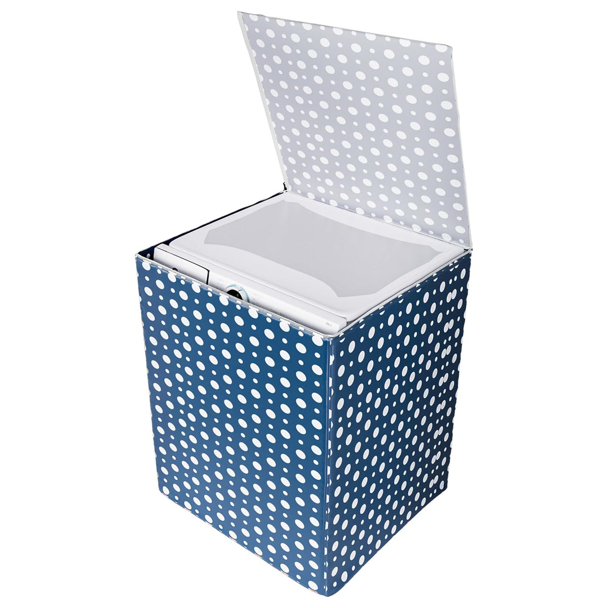 Kuber Industries Washing Machine Cover | Dot Print Washing Machine Cover | PVC | Top Load Fully-Automatic Washing Machine Cover | Blue