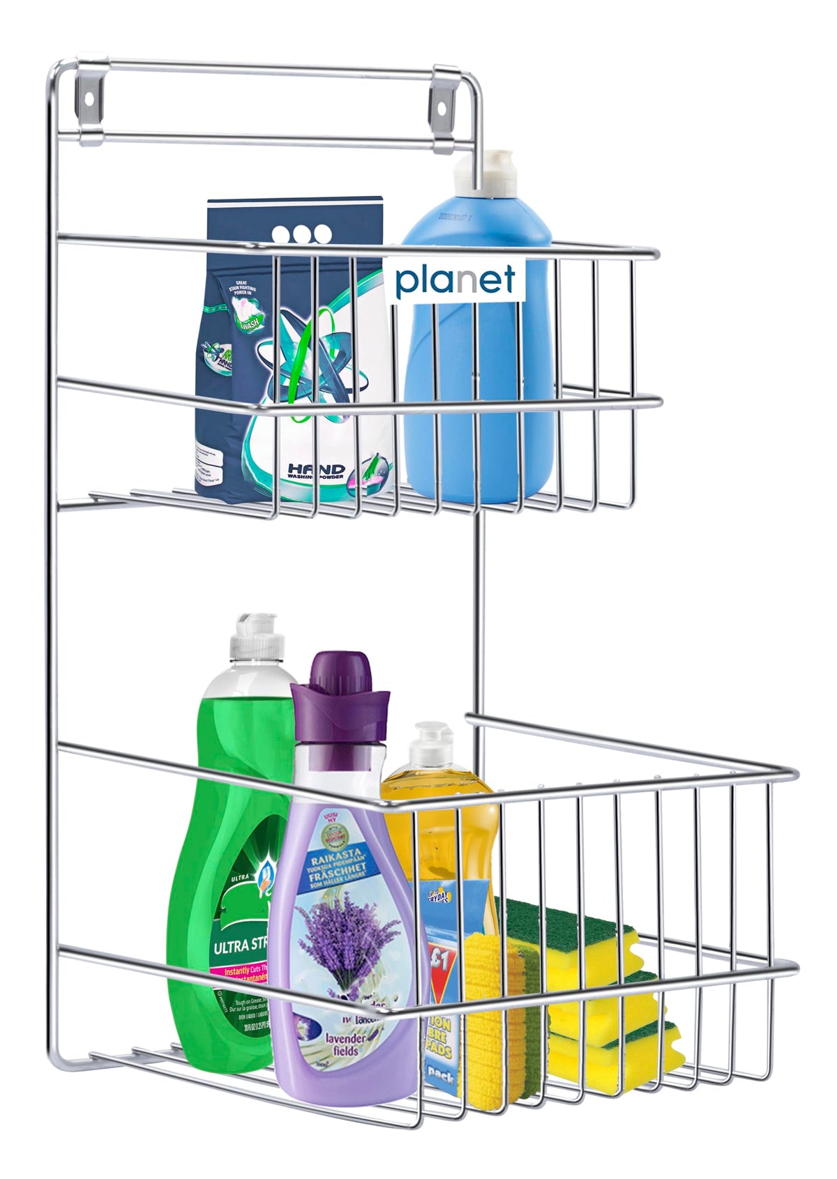 Planet Multipurpose Stainless Steel Detergent Holder/Wall Mount Rack Kitchen/Multi-Purpose Shelves for Bathroom/Corner Rack/Soap and Shampoo Organizer-Small (Big, Pack of 1)