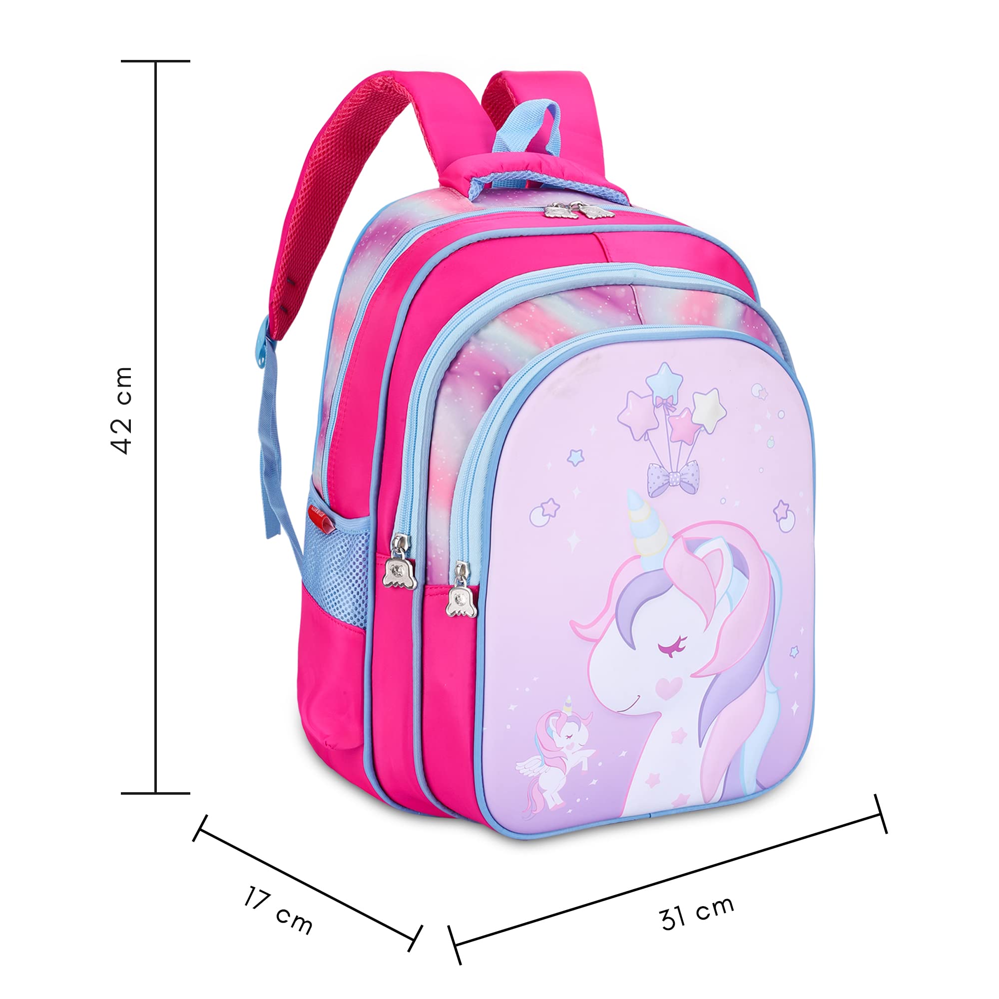 THE CLOWNFISH KidVenture Series Polyester 22 Litres Kids Backpack School Bag Daypack Sack Picnic Bag for Tiny Tots Child Age 5-7 years (Bubblegum Pink)