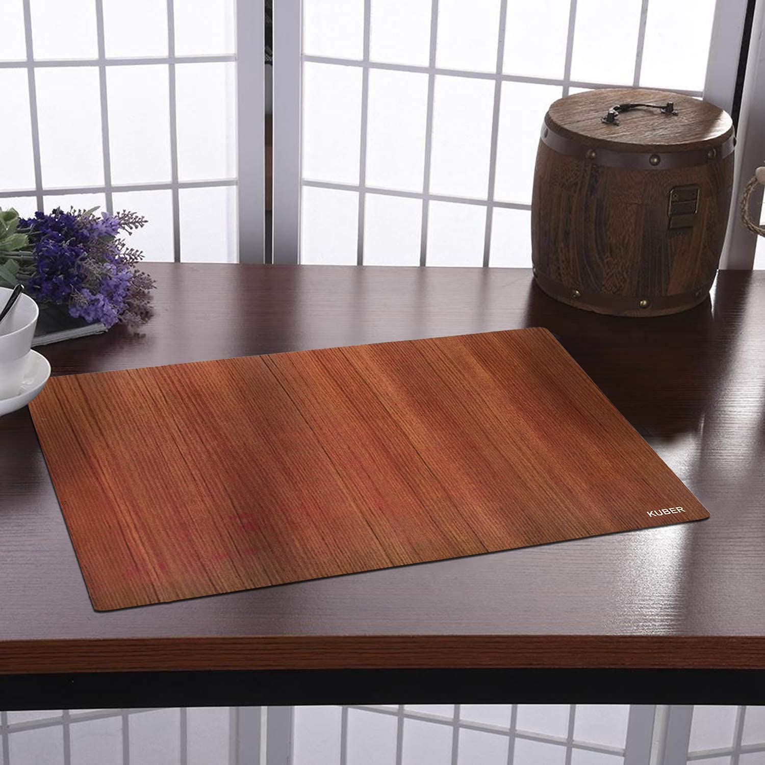 Kuber Industries Lining Design 6 Pieces PVC PVC 6 Piece Dining Table Placemat Set,Brown, Standard (HS_37_KUBMART020141)