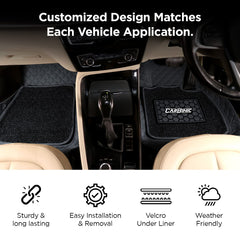 CarBinic 7D Luxury Car Foot Mat - Custom Fitted for Mahindra Thar 2020 | 7-Layer Protection | Double-Diamond Cut Stitching | Waterproof | Dust-Proof | Anti-Skid |Car Accessories | Black