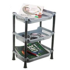 Kuber Industries Plastic 3 Layer Multi-Purpose Kitchen Storage Basket Rack (Grey) - CTKTC030659