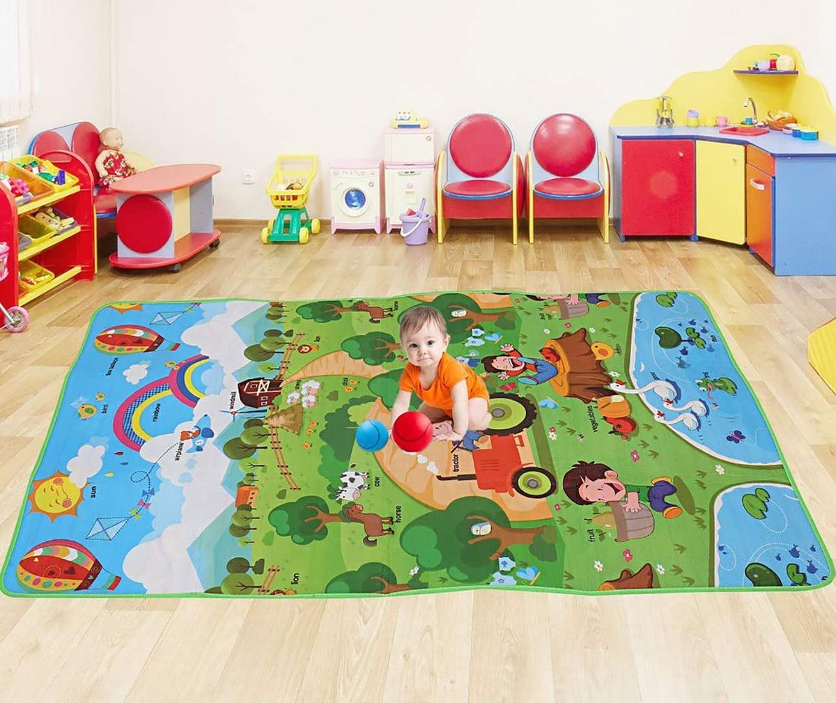 Kuber Industries Memory Foam Reversible Waterproof Kid’s Crawling Play Mat - Multicolour (CTKTC05217)