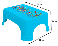 Heart Home Disney Team Mickey Print Square Plastic Bathroom Stool, Adults Simple Style Stool Anti-Slip with Strong Bearing Stool for Home, Office, Kindergarten (Set of 3, Blue) -HS_35_HEARTHS17270