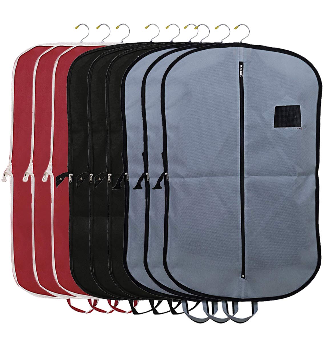 Kuber Industries 9 Pieces Foldable Non Woven Men's Coat Blazer Suit Cover (Grey & Black & Maroon) -CTKTC41797