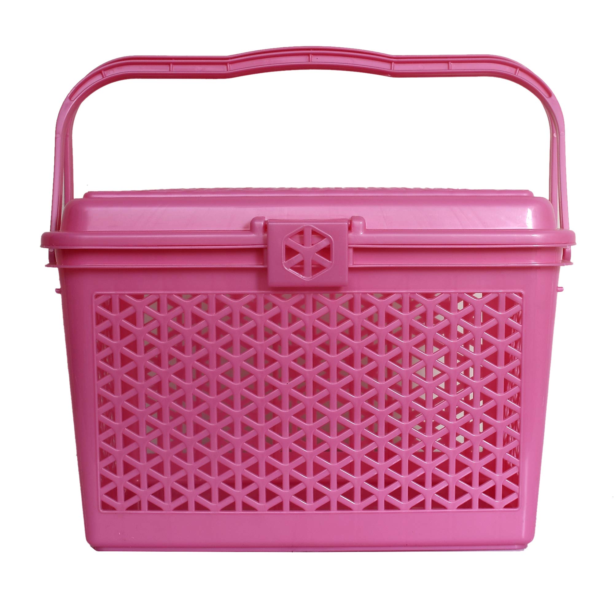 Pack Plastic Foldable Storage Basket For Kitchen Bedroom Office (pink +  Gray, 22 X 15 X 9cm)