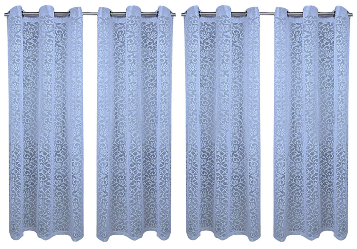Kuber Industries Cotton 6 Pieces 7 Feet Eyelet Door Curtain (Blue) -CTKTC12977
