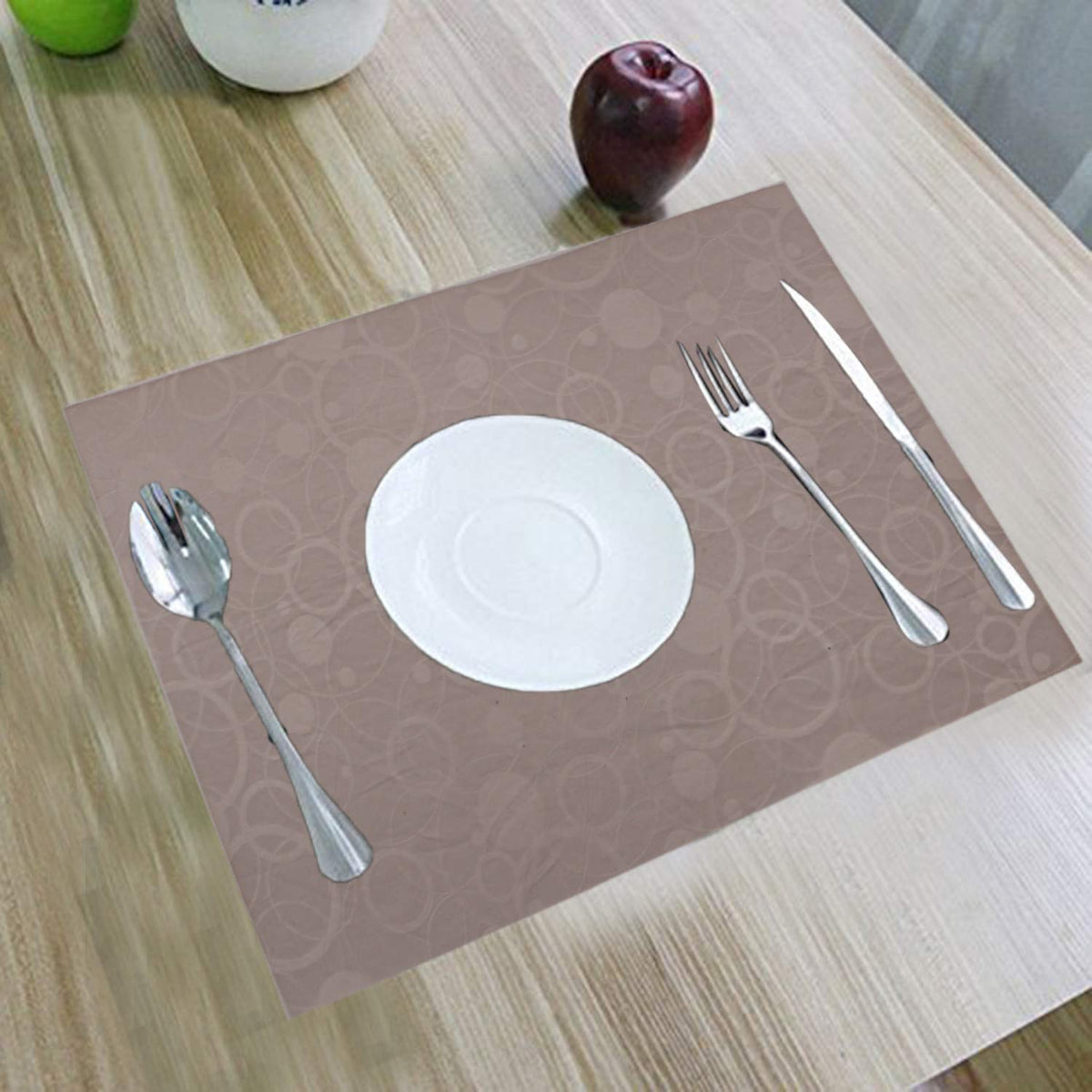 Kuber Industries 6 Pieces PVC Dining Table Place Mats (Brown) 13"x19"-CTKTC3430,Circle Design