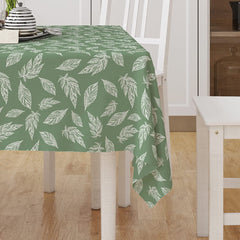 Encasa Homes Printed Cotton Table Cloth 4.7 ft Square for 4 Seater Dining Table of Size 145x145 cm, Machine Washable - Big Leaves Green(pack of 1)